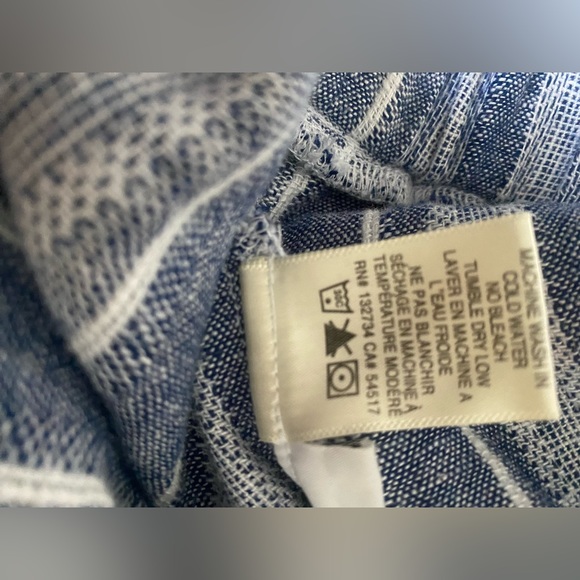 Anthropologie Cloth & Stone navy blue linen striped jumpsuit S - Picture 6 of 6